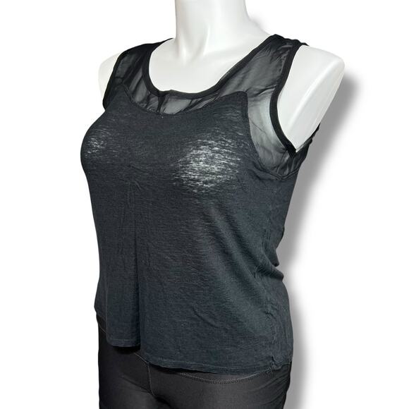 Gibson Womens Linen Tank Top Sheer Shoulder Pullover Preppy Minimalist Large - Picture 5 of 8